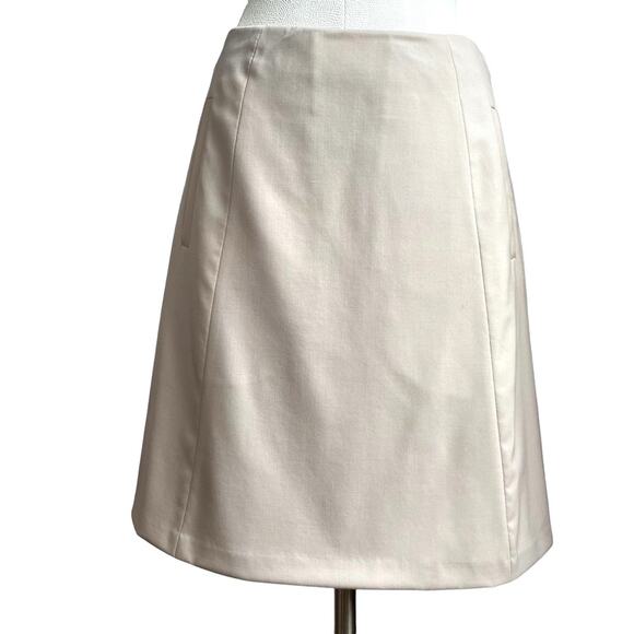 Women's Theory Oatmeal Prito A-Line Side Zip Wool Knee Length Casual Skirt sz 2 - Picture 1 of 10